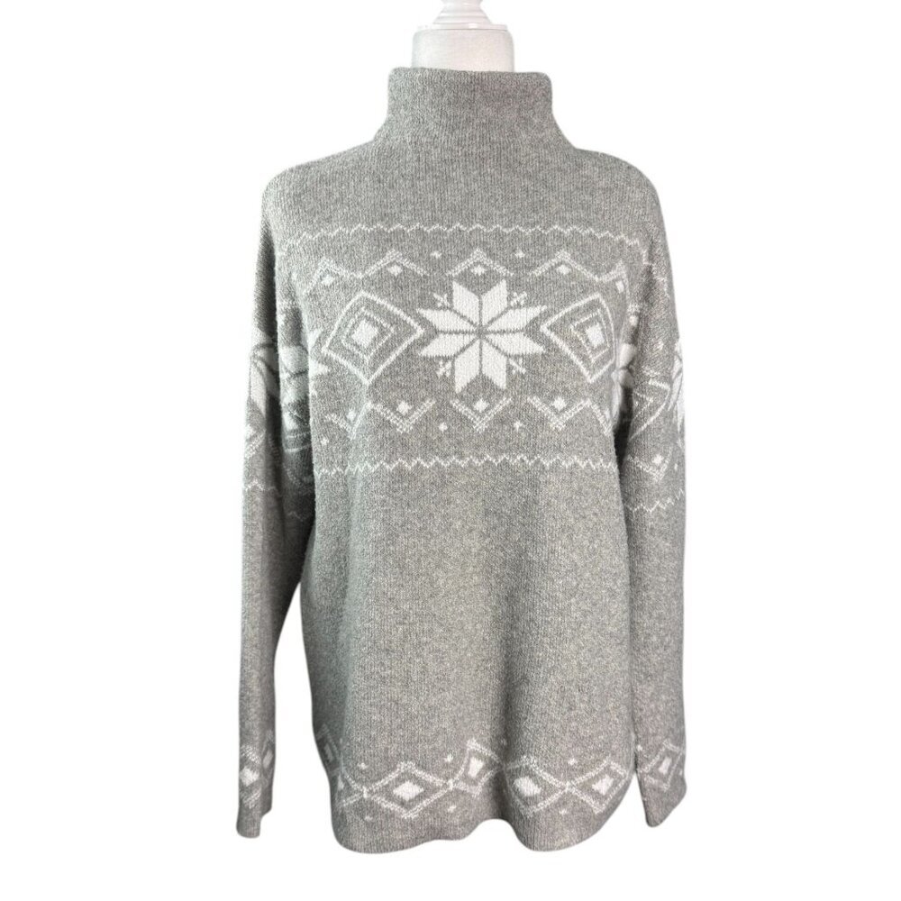 Christian Siriano NY Gray High Neck Fair Isle Sweater in Gray Women's Size M